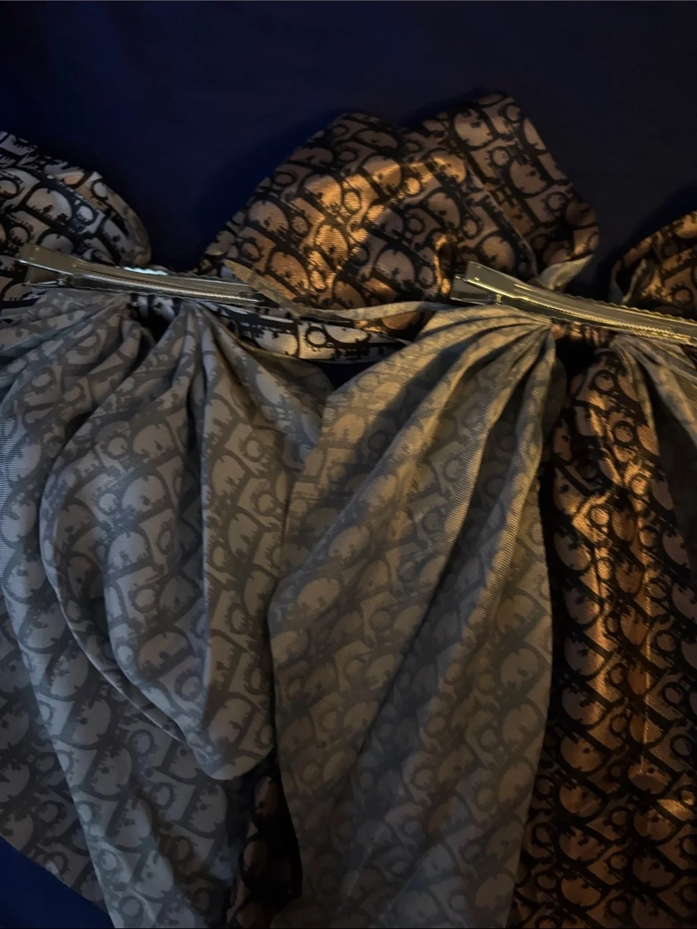 FASHION - 2pc Silk Bow-Detail Sleep Top in Black & Gold and Silver & Black